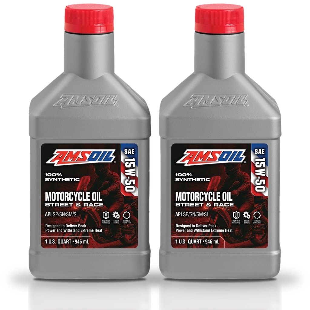 [KIT-AMMFFQT-2L] KIT De 2 Aceite 100% Sintético Para Motos Amsoil Métrico 15w50 1l
