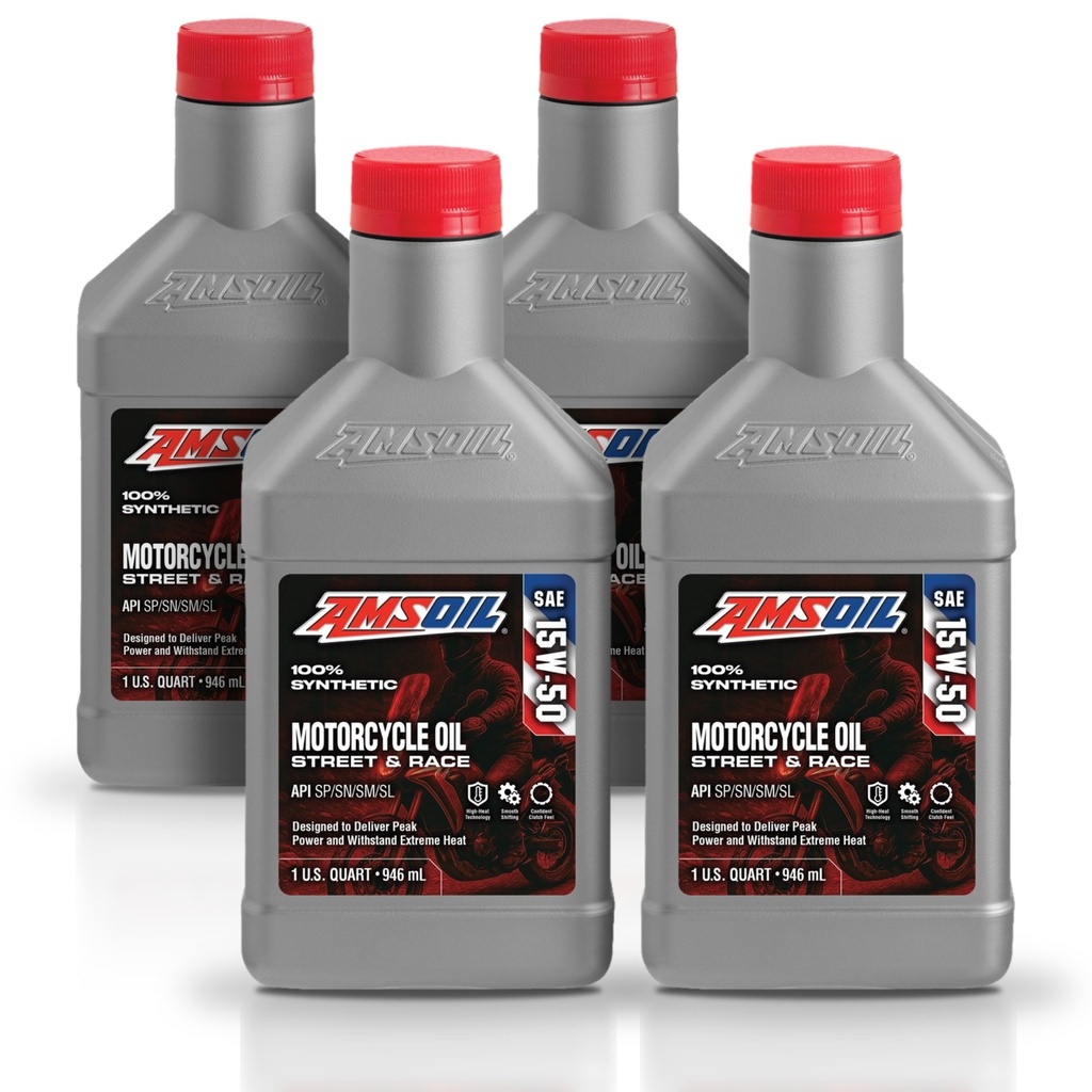[KIT-AMMFFQT-4L] KIT De 4 Aceite 100% Sintético Para Motos Amsoil Métrico 15w50 4l