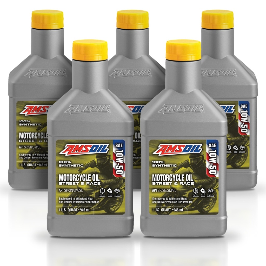 [KIT-AMMSRQT-5L] Kit de 5 Aceites De Motocicleta Amsoil 100% Sintético Metric 10w50 1l