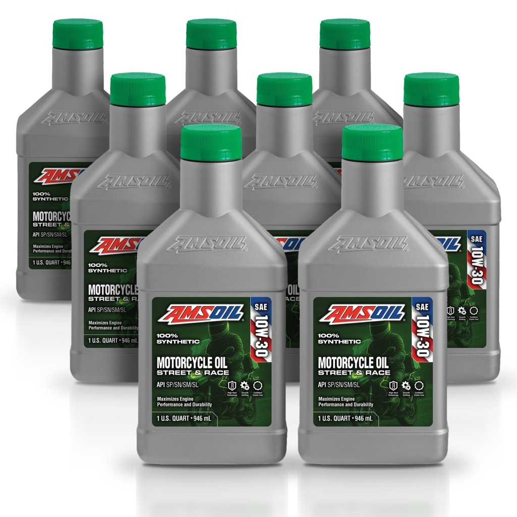 [KIT-AMMCTQT-8L] Kit 8 Aceites 10w30 Amsoil Moto Jaso Ma2 8 Litros