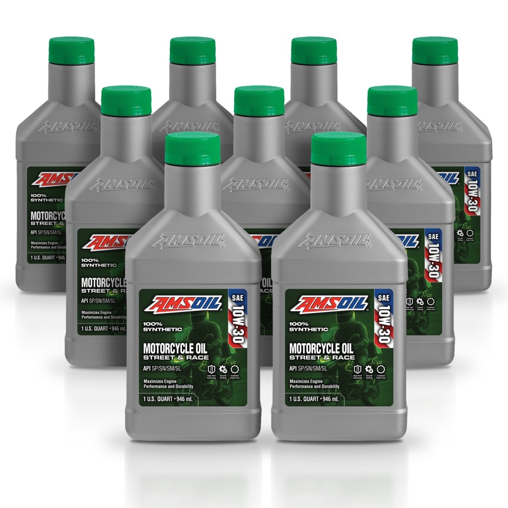 [KIT-AMMCTQT-9L] Kit 9 Aceites 10w30 Amsoil Moto Jaso Ma2 9 Litros