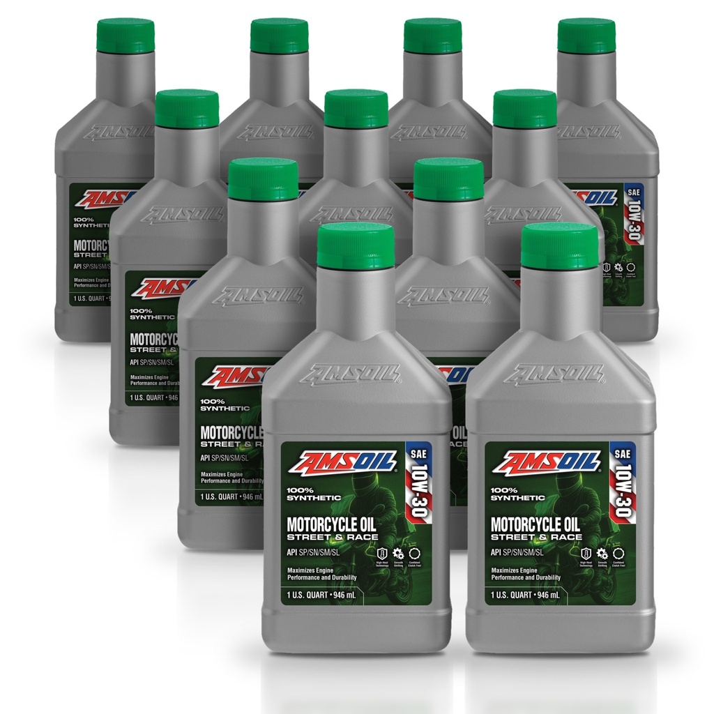 [KIT-AMMCTQT-11L] Kit 11 Aceites 10w30 Amsoil Moto Jaso Ma2 11 Litros