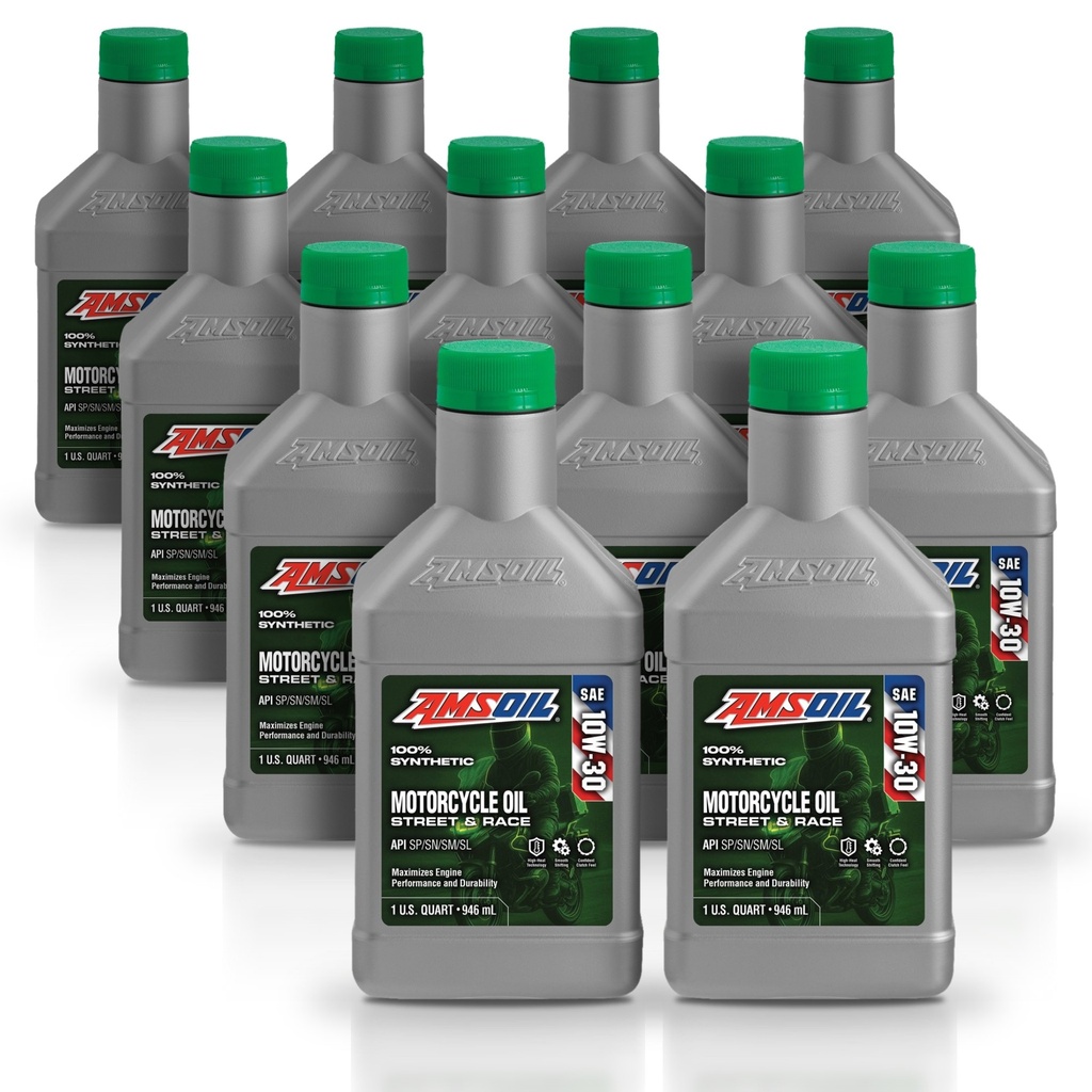 [KIT-AMMCTQT-12L] Kit 12 Aceites 10w30 Amsoil Moto Jaso Ma2 12 Litros