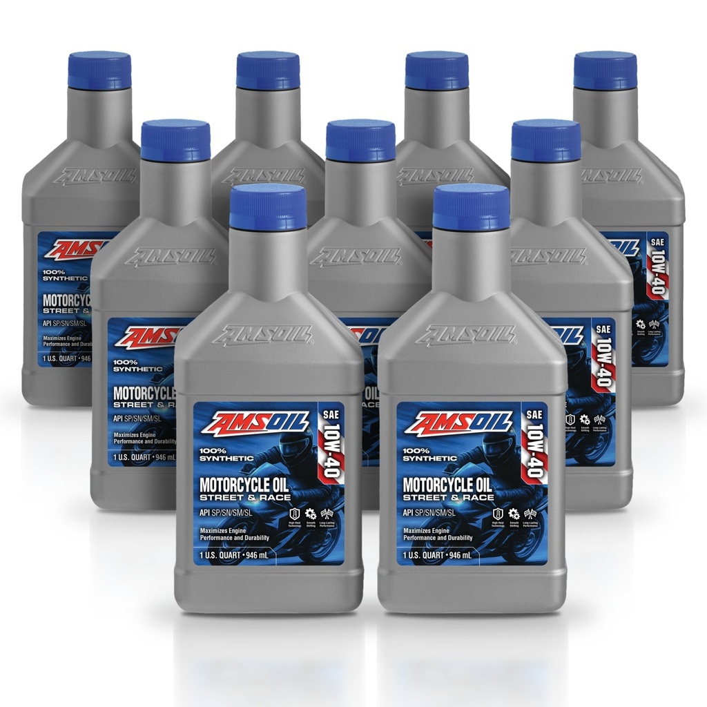 [KIT-AMMCFQT-9L] Kit 9 Litros 10W40 Synthetic Motorcycle Oil AMSOIL