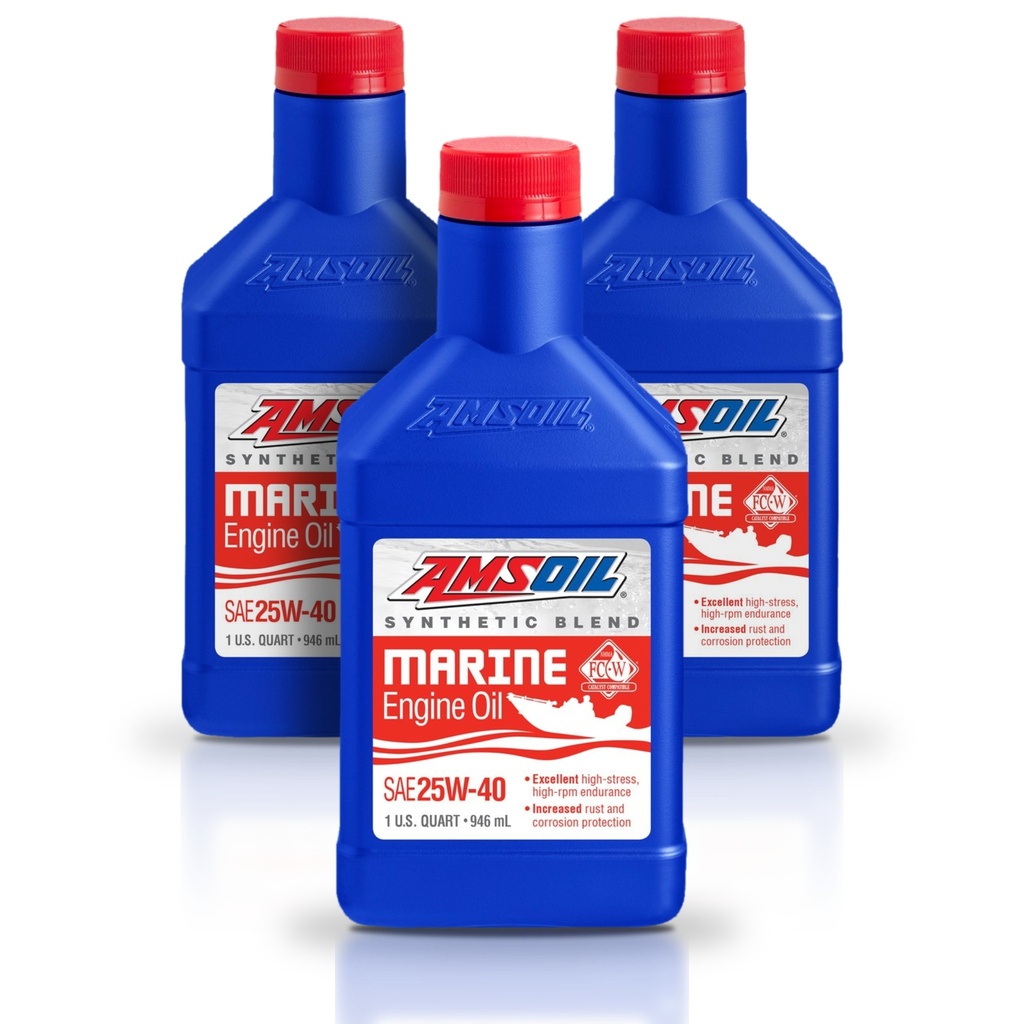 [KIT-AMWCMQT-3L] Kit 3 Litros 25W40 Synthetic-Blend Marine Engine Oil AMSOIL